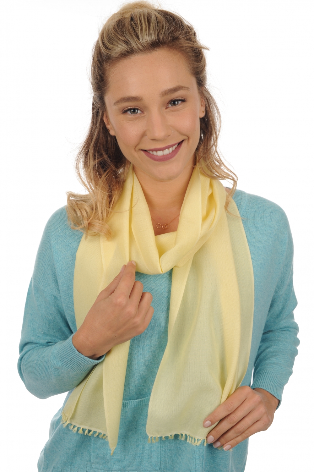 Cashmere & Silk ladies scarves mufflers scarva mellow yellow 170x25cm